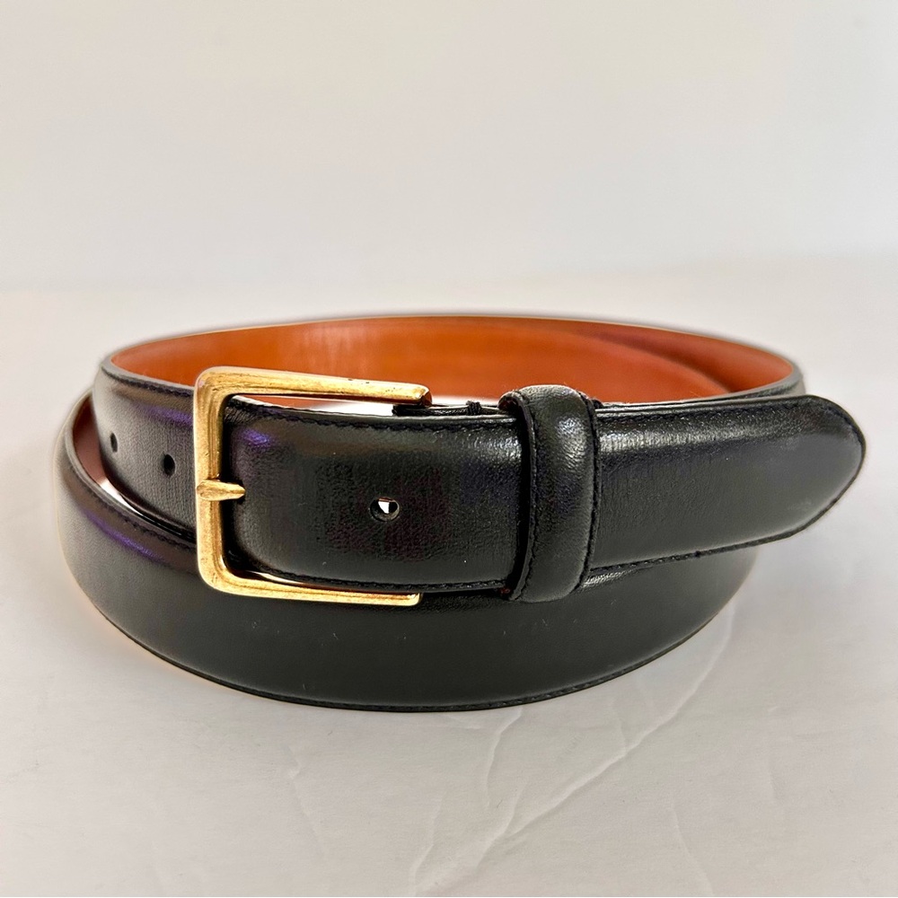 SOLD Polo Ralph Lauren Leather Belt Men's 42 Black Pony Leather Embossed Logo - Picture 2 of 8